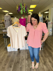 Pleated Puff Sleeve Airflow Top G5582