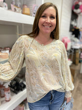 Load image into Gallery viewer, V-Neck Accordion/Smock Sleeve Blouse #QT