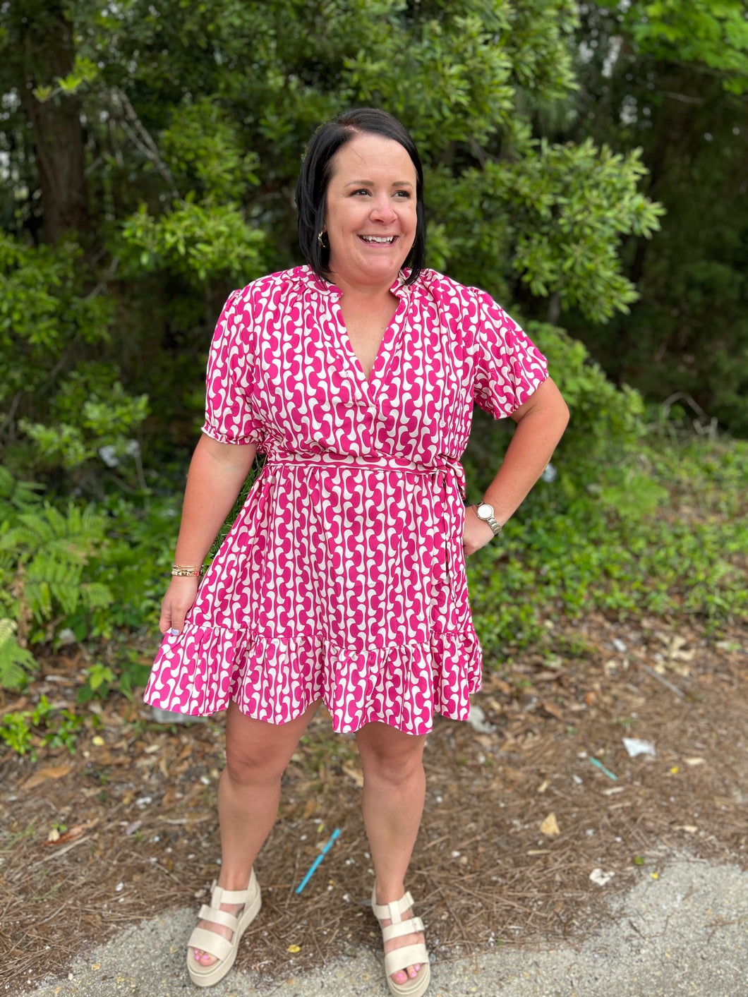 K6903 Print Tiered Ruffle Dress