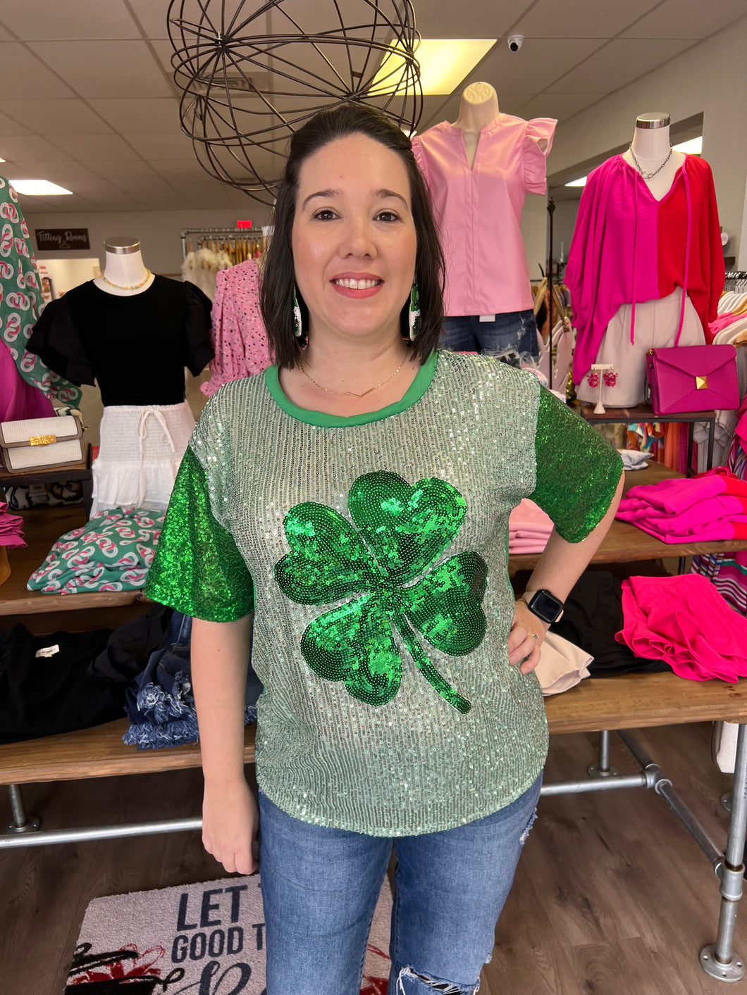 St Patty's Day Sequin Top