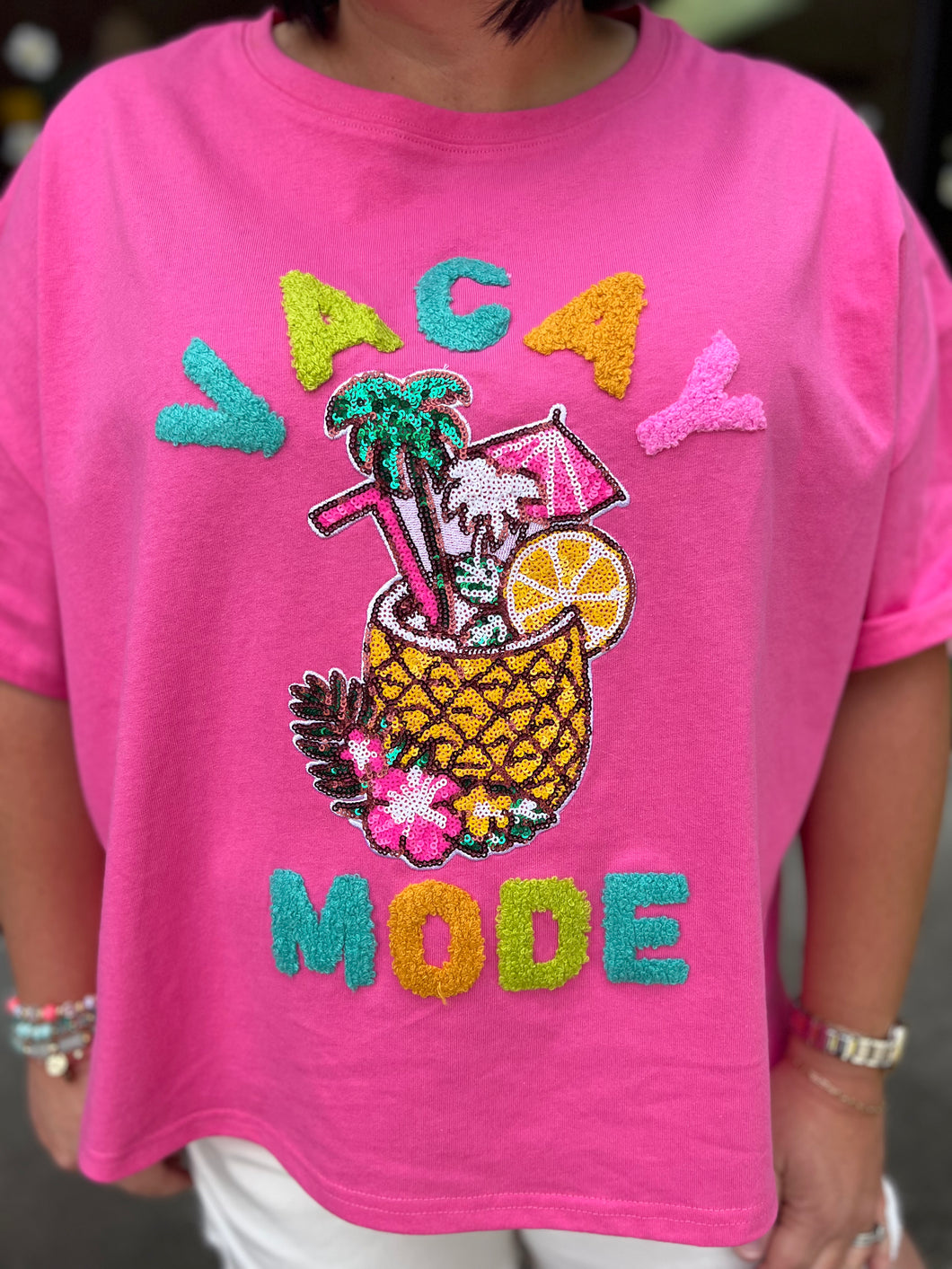 Vacay Mode Embellished T Shirt