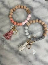 Load image into Gallery viewer, Silicone and Wood Bead Keychain