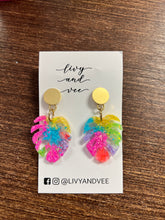 Load image into Gallery viewer, Livy and Vee Multi Colored Monstera Leaf Earring