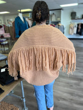 Load image into Gallery viewer, J18905 Chunky cable knit open front cardigan with fringe in back