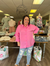 Load image into Gallery viewer, LVC2027 Button up top Drop Shoulder Blouse French cuff