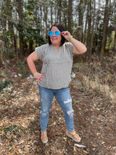 Load image into Gallery viewer, T10004-Woven gingham top with dolman sleeves