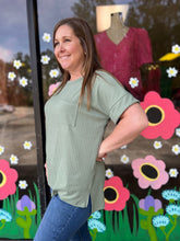Load image into Gallery viewer, T10088B Brushed Rib Knit Dolman Short Sleeve