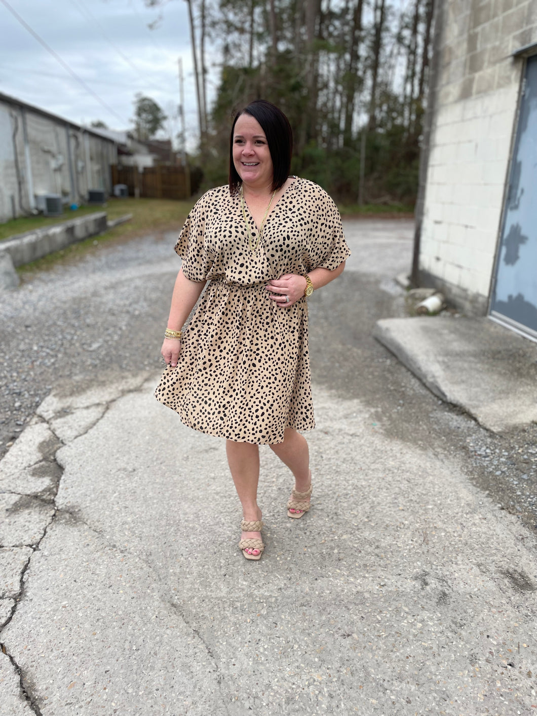 VD31877A Woven Surplice Dress